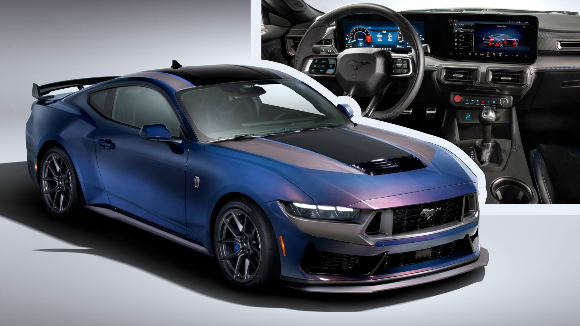 2024 Ford Mustang Dark Horse Comes With Color-Shifting Blue Paint, See Its Interior