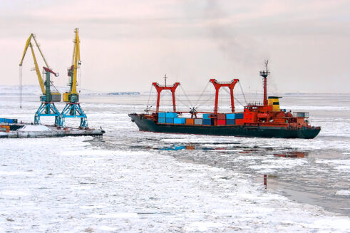 Chinese Cargo Ships Sailing Along The Arctic Northern Sea Route…