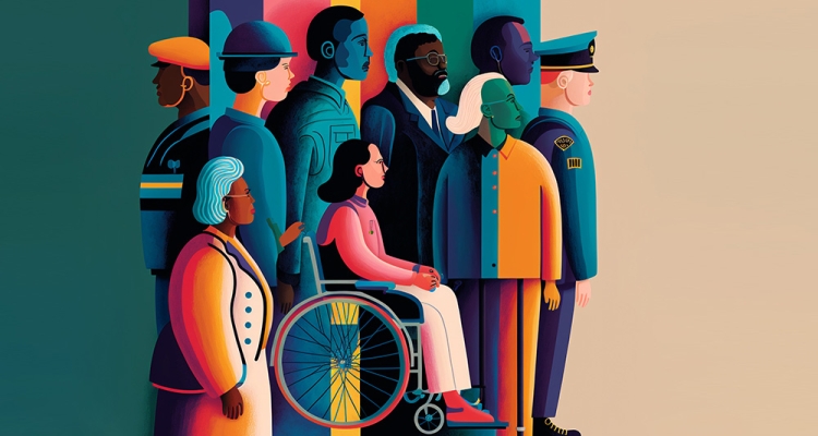 diverse group of people colorfully illustrated