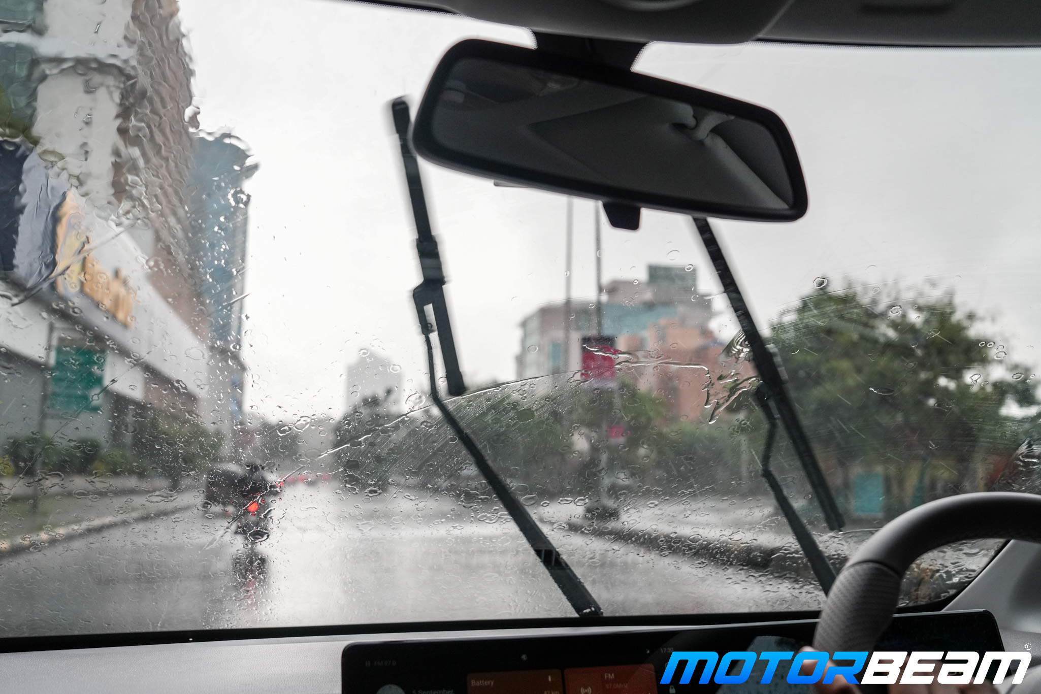 The wipers are frameless and of good quality, which is a blessing on rainy days in Mumbai.