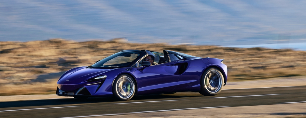 Side view of the 2025 McLaren Artura Spider on road