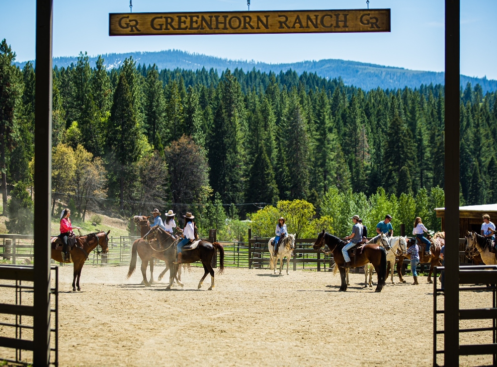 Group Horseback Riding In A Circle Pen At The Novice Ranch. October 22, 2024