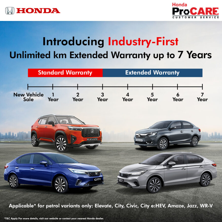 Honda Launches 7-Year Unlimited Kilometers Extended Warranty