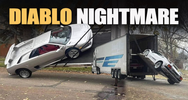 Oops! $300k Lamborghini Diablo Falls Off Transport Truck