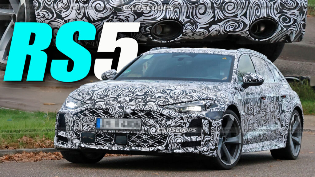  2026 Audi RS5 Avant shows off hybrid engine's oval exhaust pipes