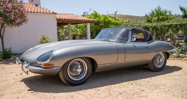 Gray Jaguar E-Type On Sand