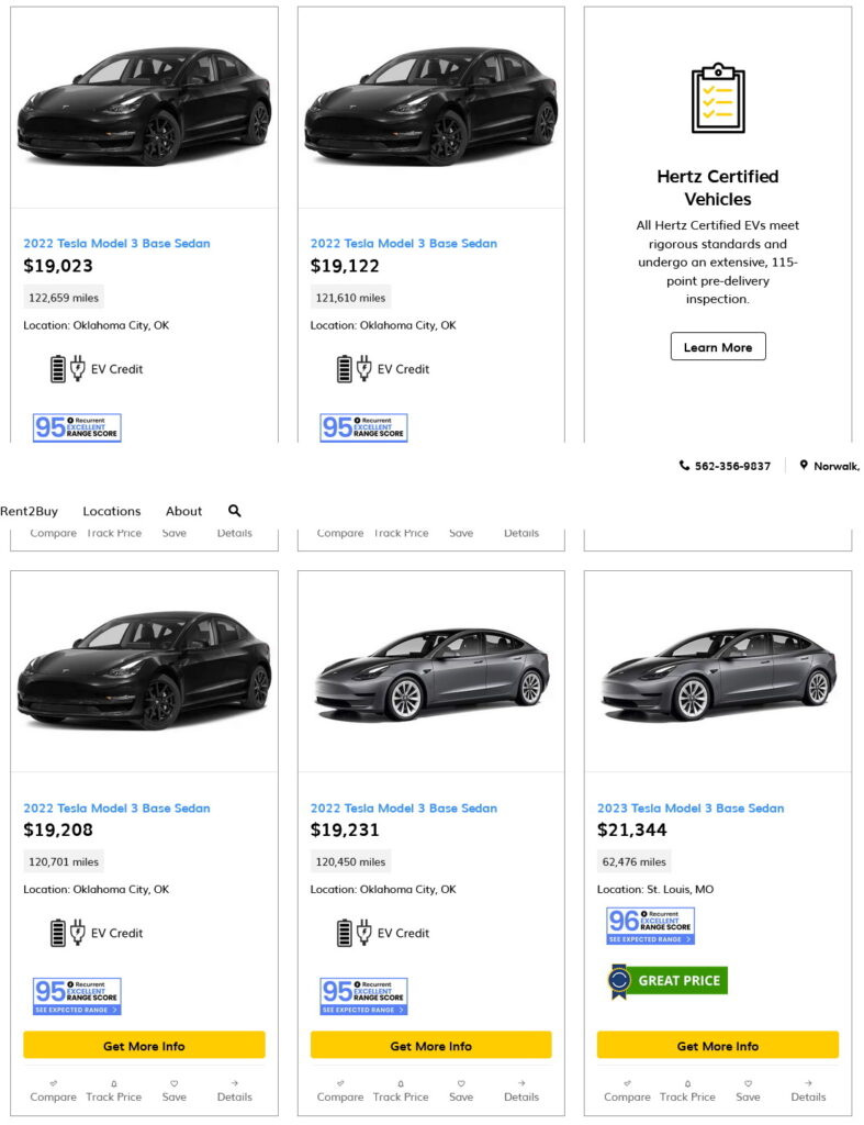  You can buy a Tesla from Hertz for under $20,000, but you probably shouldn't