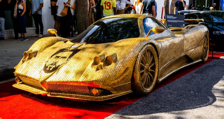 Pagani Zonda With The Face Of Lionel Messi Was Built Out Of 100,000 Gold Coins Because Art