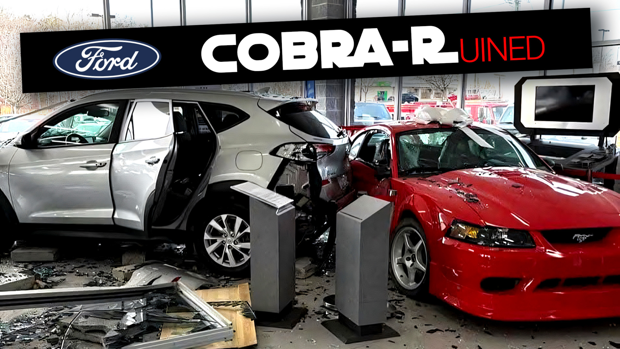 Hyundai Crashes Into Ford Dealership, Destroying Brand New 2000 Mustang SVT Cobra R