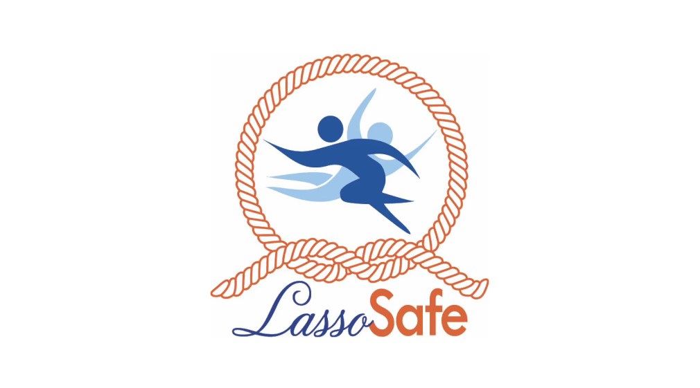 The Lasso Safe Logo: two symbols of people with a rope-like border. The words “Lasso Safe” are written under the logo.