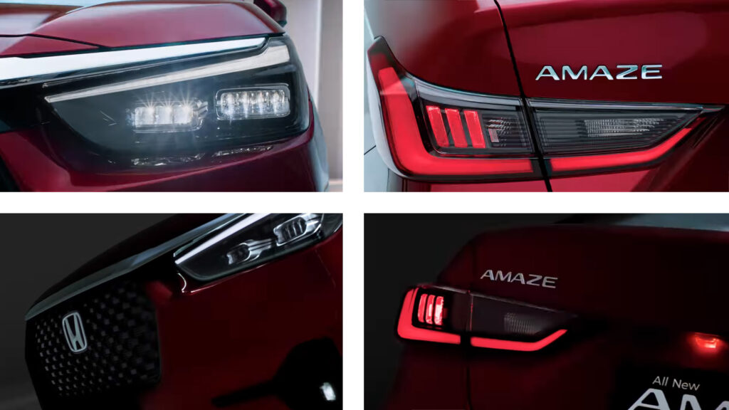  The new Honda Amaze economy sedan will debut on December 4, showcasing its fancy LED lights