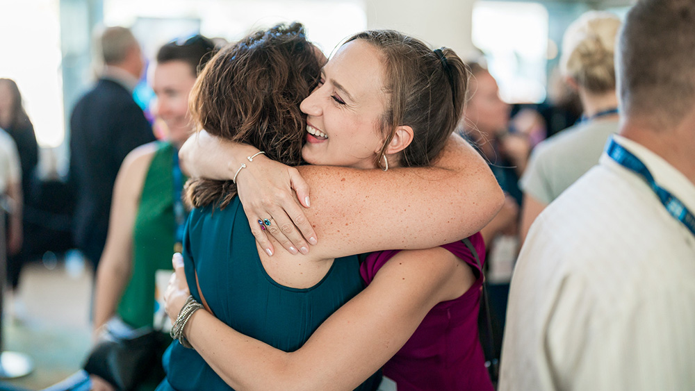 two women hugging