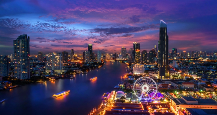 Bangkok night view in the business district